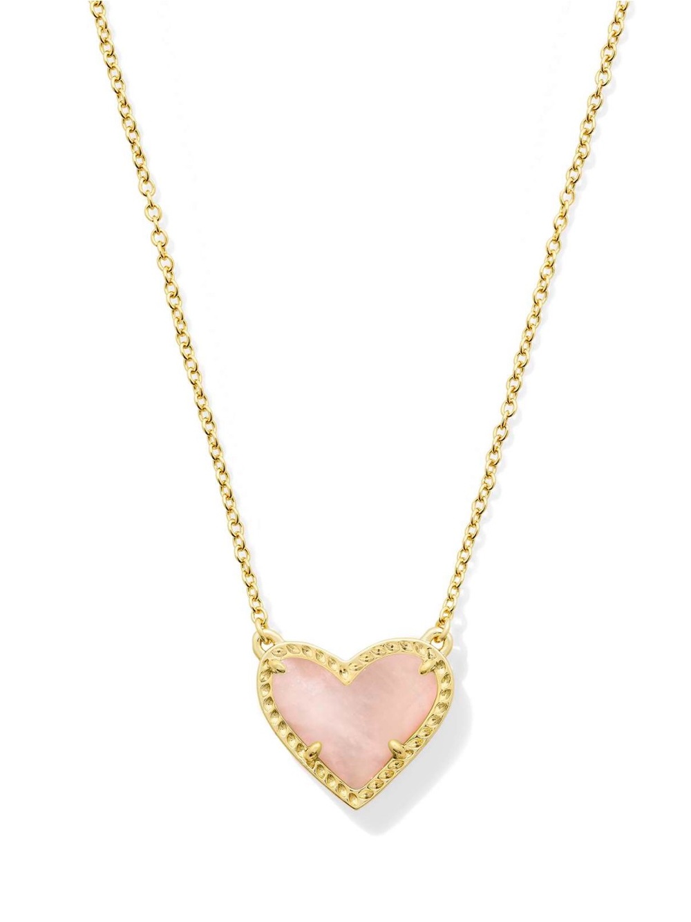 NWOT Kendra Scott Ari Heart Gold Pendant Necklace in Rose Quartz